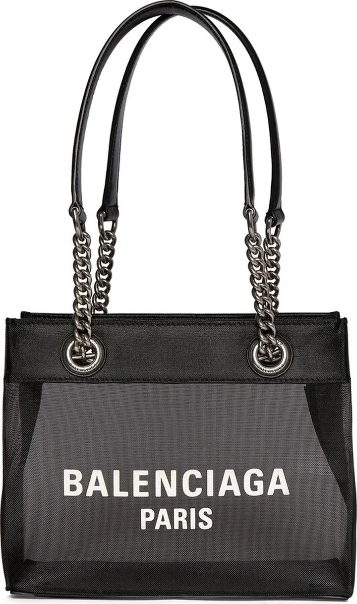 Small Duty Free leather & mesh tote