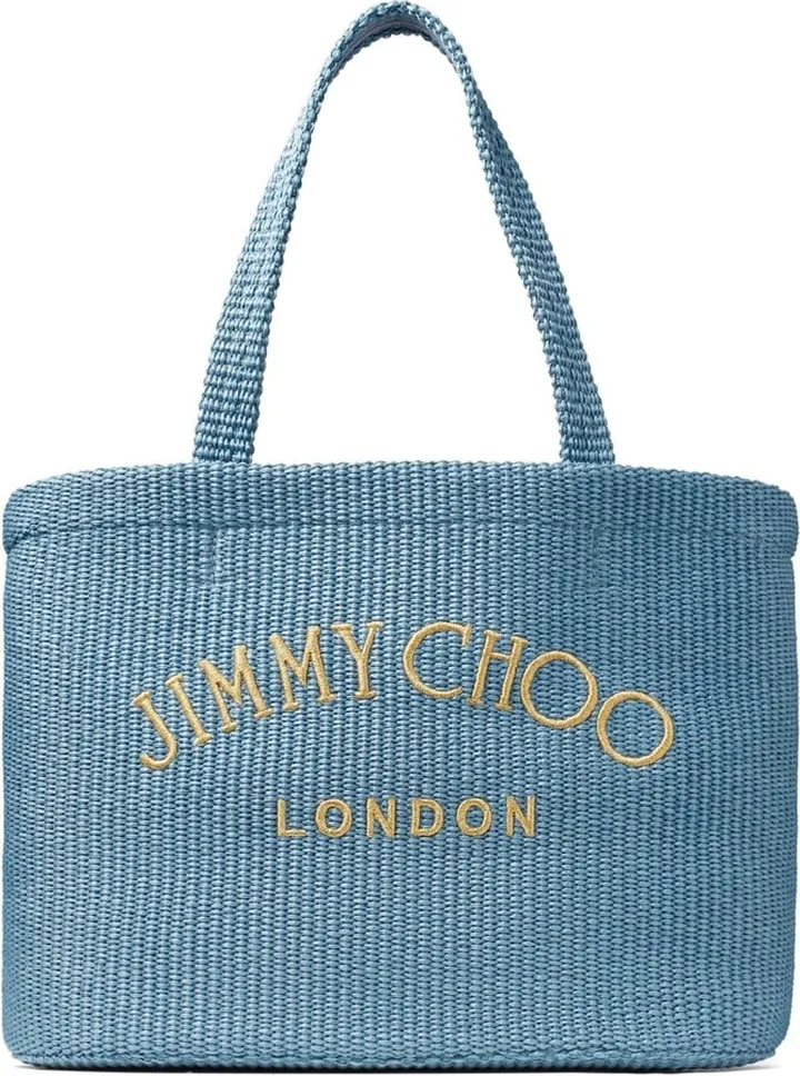 JIMMY CHOO- Logo Raffia Beach Bag