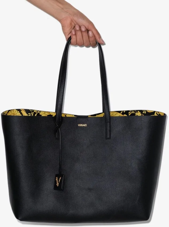Black Virtus Leather Tote Bag