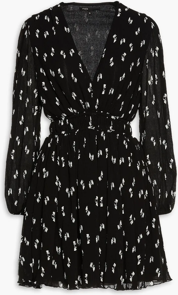 Rionana gathered printed crepon mini dress