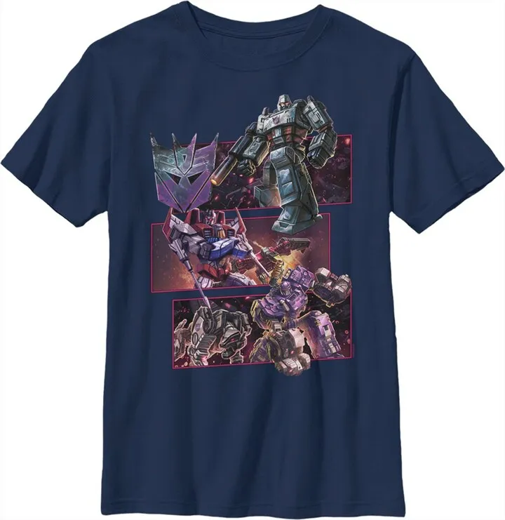 Boy's Transformers Decepticons Character Panels T-Shirt - Navy Blue - Small