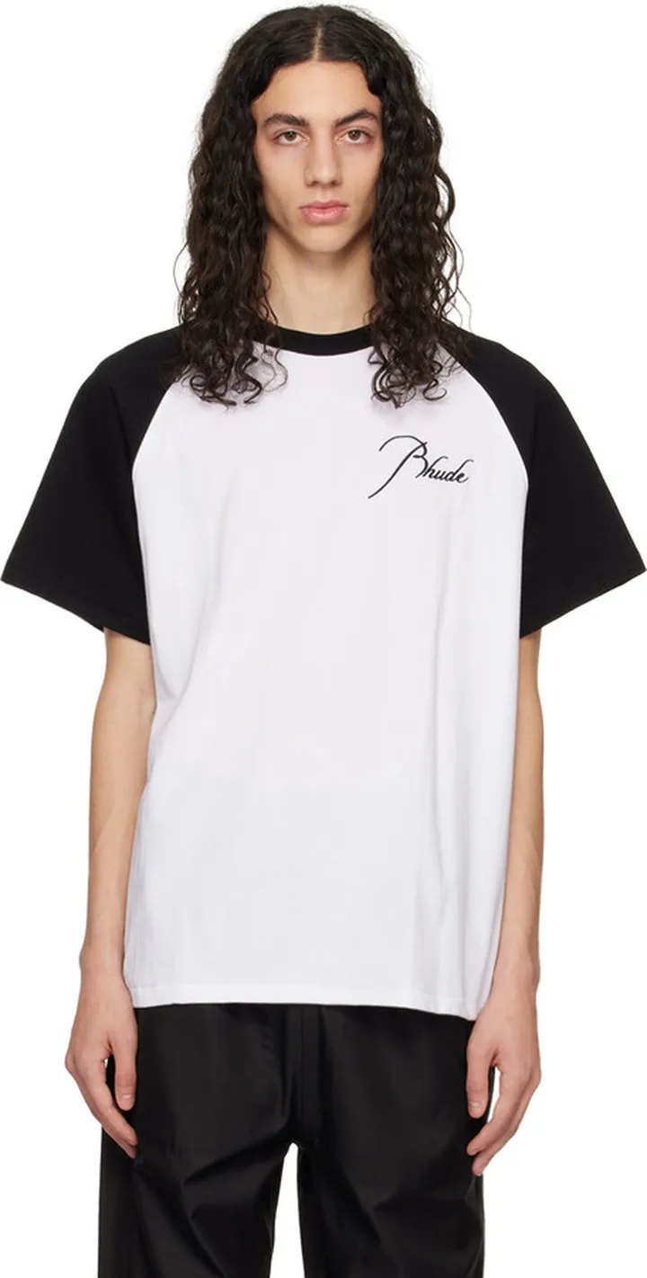 Rhude White & Black Raglan T-Shirt