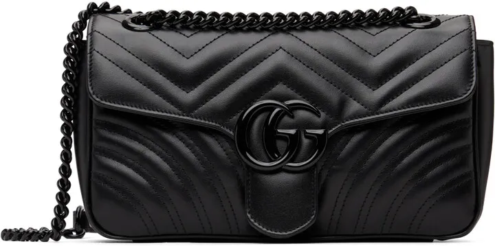 Gucci Black Small GG Marmont Shoulder Bag