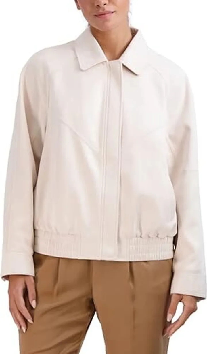 BCBGeneration Women's Collar Neck Suede Panel Bomber Jacket
