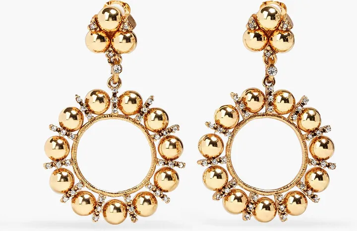 Gold-tone crystal clip earrings
