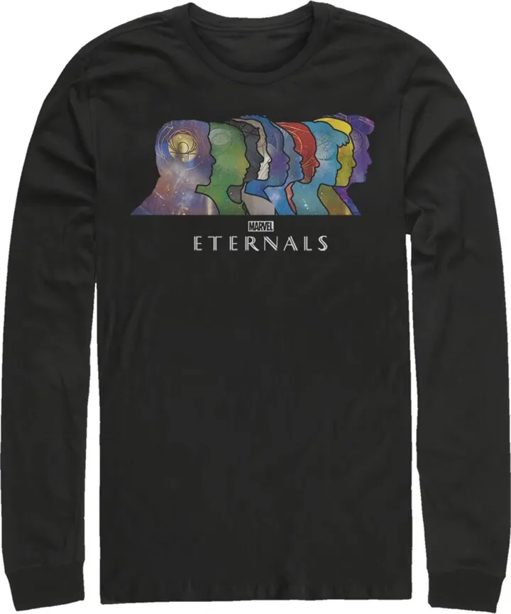 Men's Marvel Eternals Silhouettes Long Sleeve Shirt - Black - Large