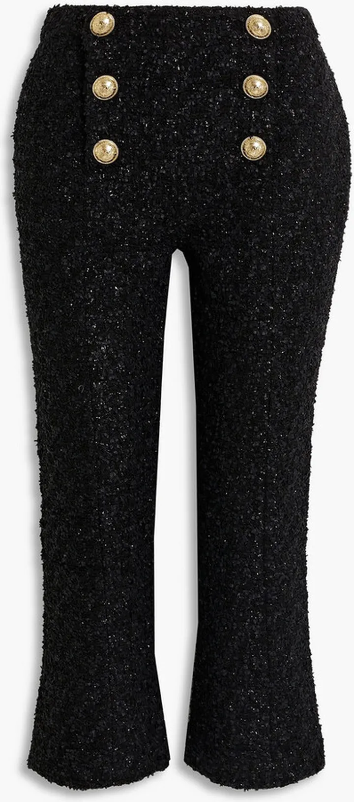 Metallic tweed kick-flare pants