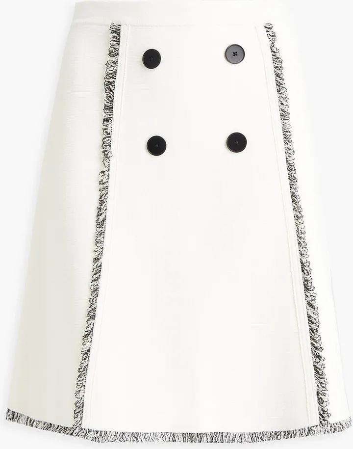 Ketty button-embellished frayed jersey mini skirt