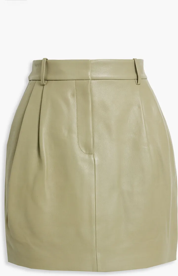 Pleated leather mini skirt