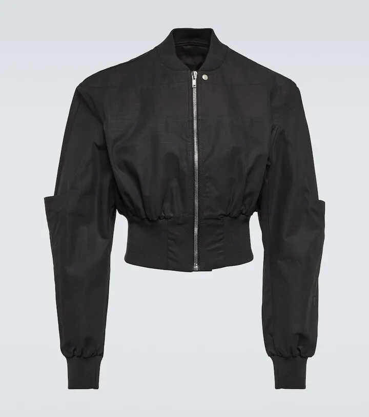 Cropped cotton bomber jacket
