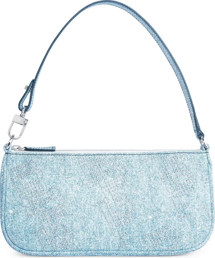 Rachel Denim Print Leather Shoulder Bag