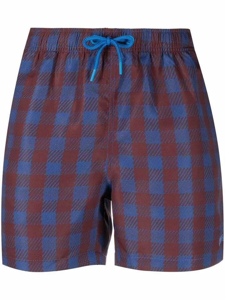 Check-Print Surf Shorts