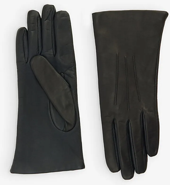 Womens Black Maisie Cashmere-lined Leather Gloves