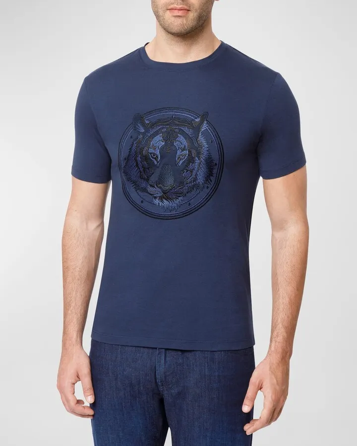 Men's Embroidered Tiger Head T-Shirt