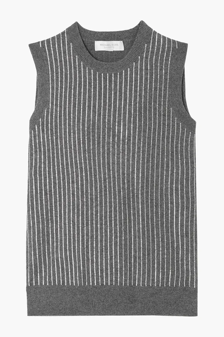 Crystal-embellished cashmere tank