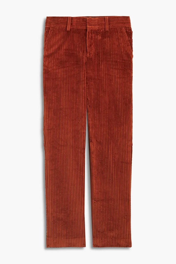Straight-fit ribbed cotton-corduroy pants