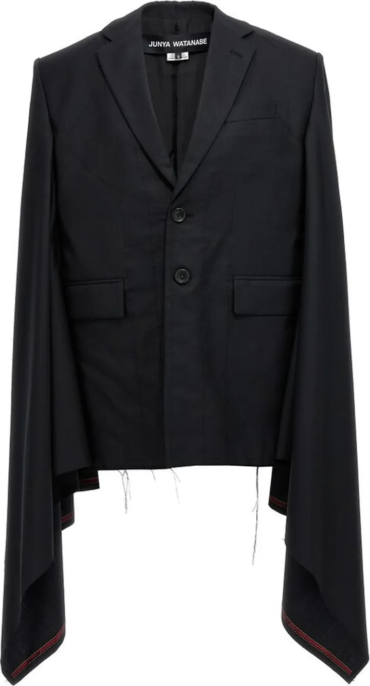 Junya Watanabe Frayed Hem Wide Sleeved Cape