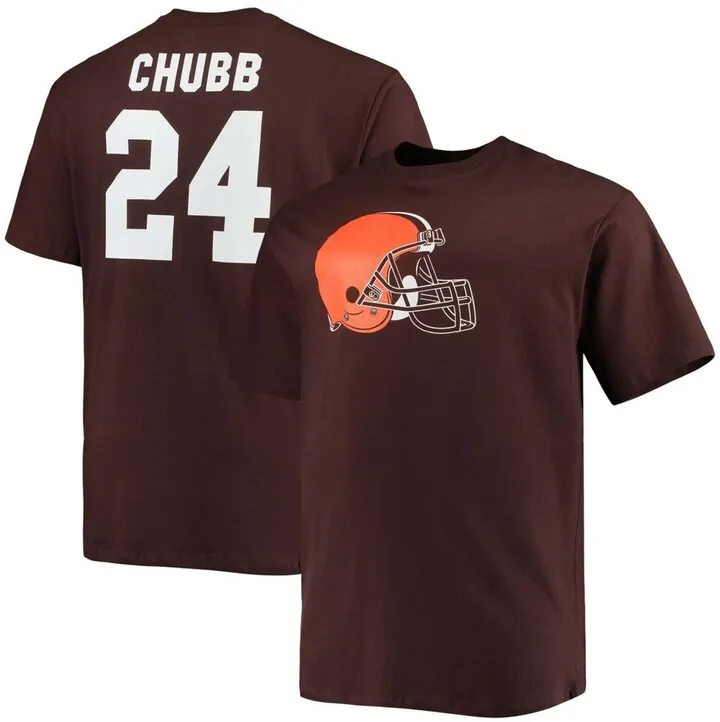 Men's Nick Chubb Brown Cleveland Browns Player Name and Number T-shirt