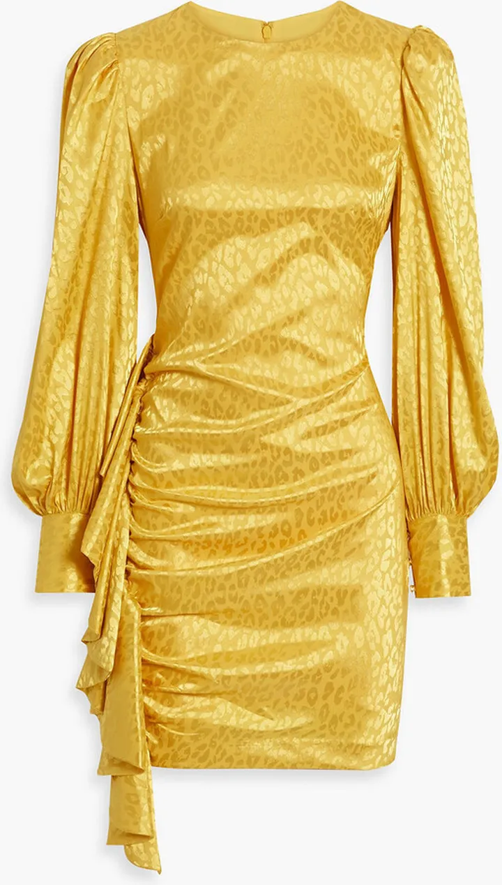 Draped satin-jacquard mini dress