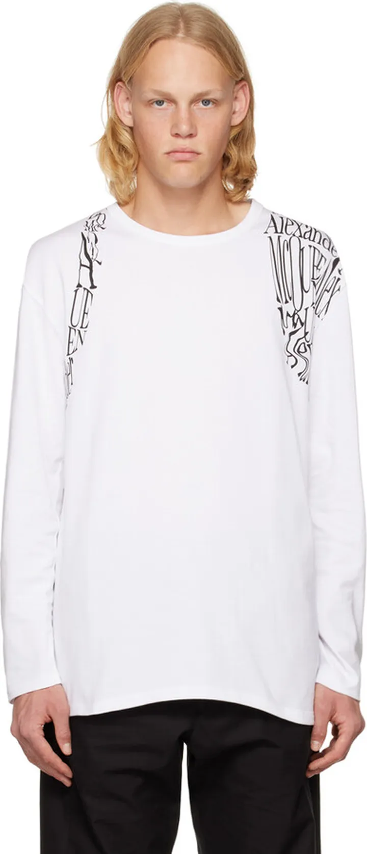 Alexander McQueen White Printed Long Sleeve T-Shirt