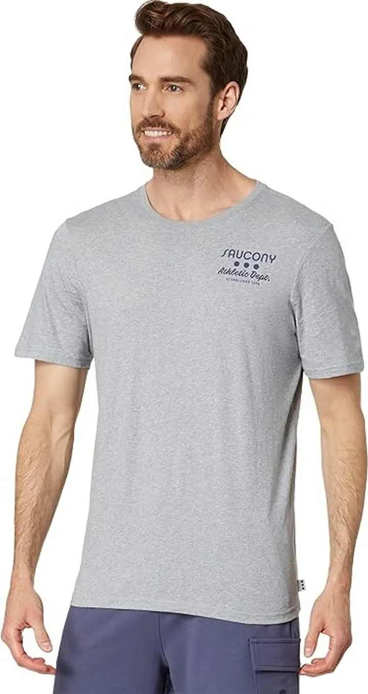 Saucony Rested T-Shirt (Light Grey Heather 1) Men's Clothing