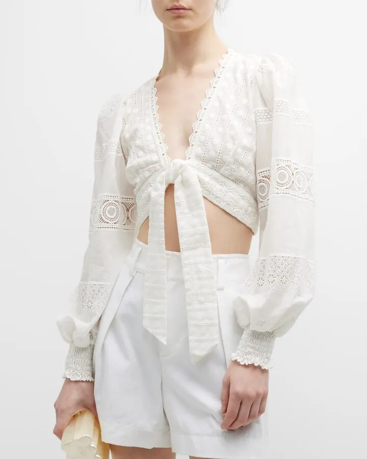 Havana Front-Tie Long-Sleeve Top
