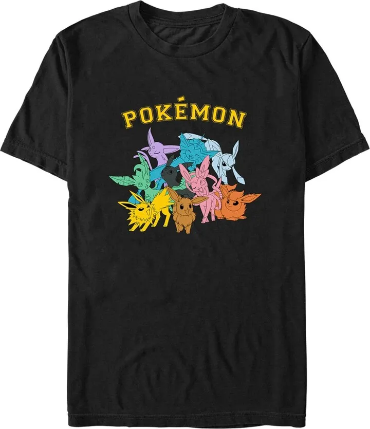Men's Pokemon Colorful Eeveelutions Animals T-Shirt - Black - 2X Large