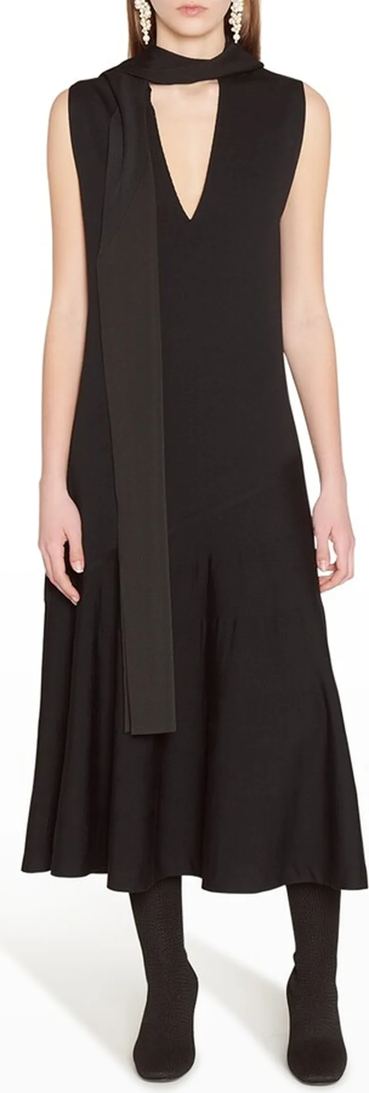 Draped Scarf Midi Dress