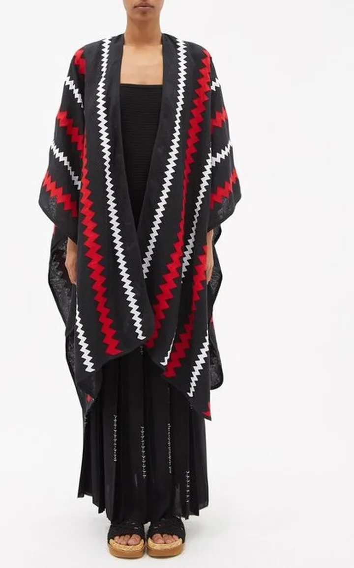 Ola Zigzag-appliqué Linen Cape