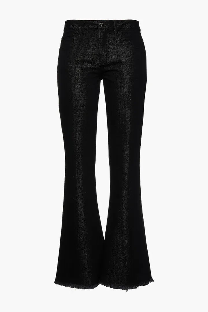 Metallic high-rise flared jeans