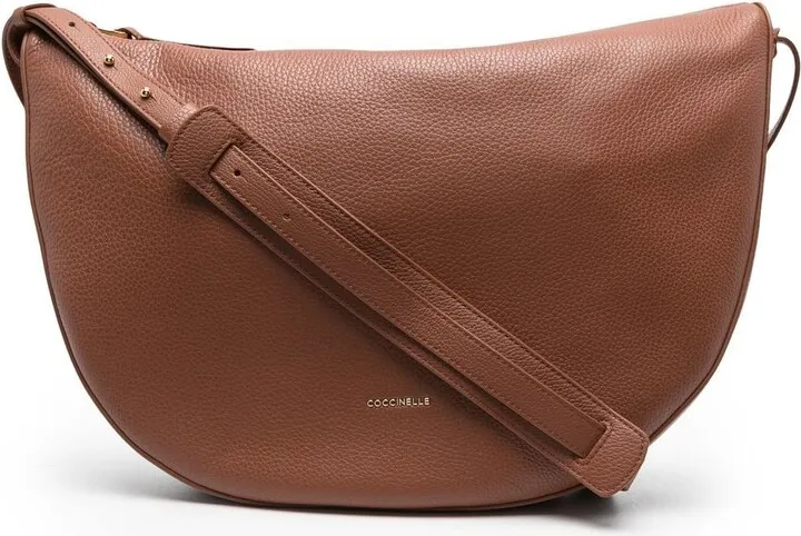 Pebbled-Leather Curve-Edge Bag
