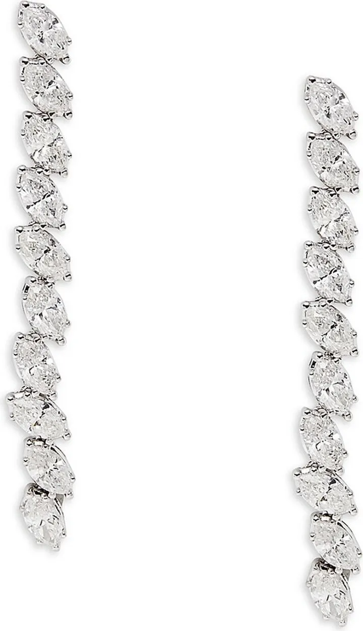 14K White Gold & 4 TCW Marquise Diamond Drop Earrings