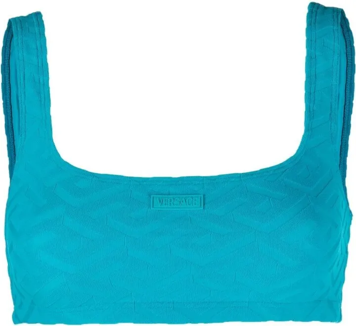 Greca-print bikini top