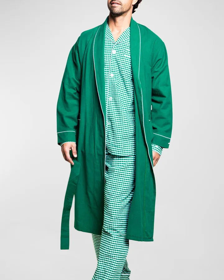 Men's Piped Flannel Robe