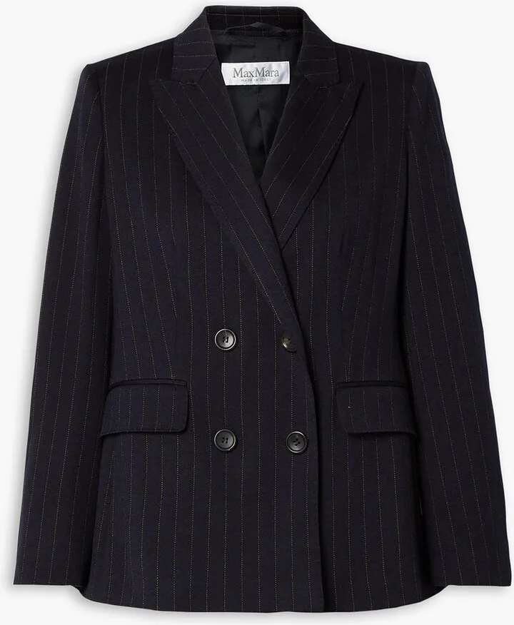 Cinghia double-breasted pinstriped wool-blend jersey blazer