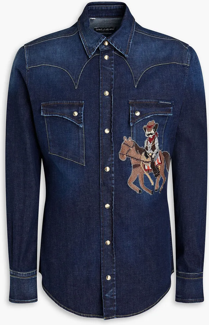 Embroidered denim shirt