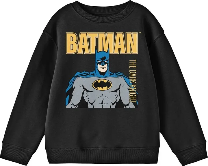 Batman The Dark Knight Comic Book Character and Logo Youth Black Crew Neck Sweatshirt-Medium