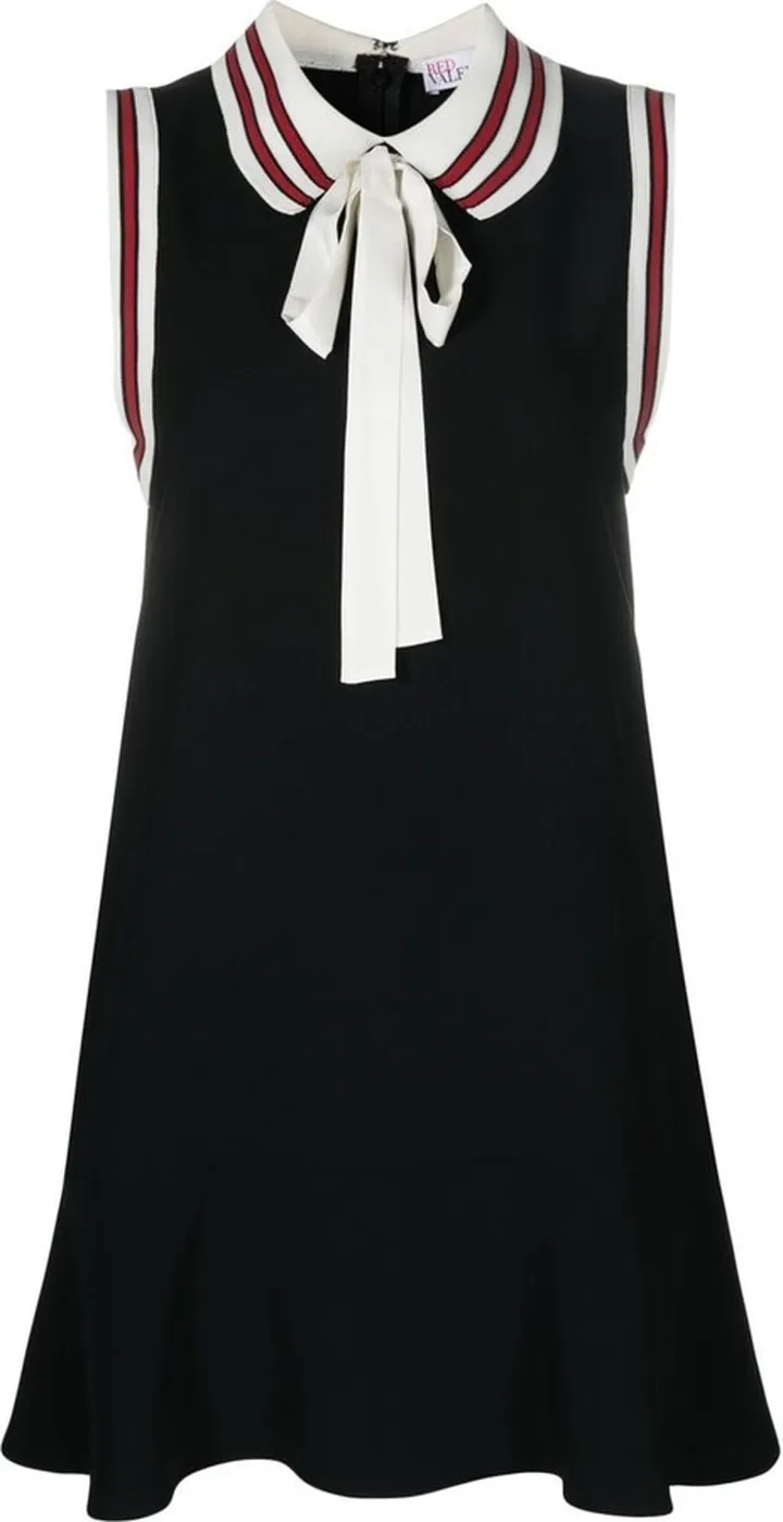 Striped-Trim Polo Collar Mini Dress