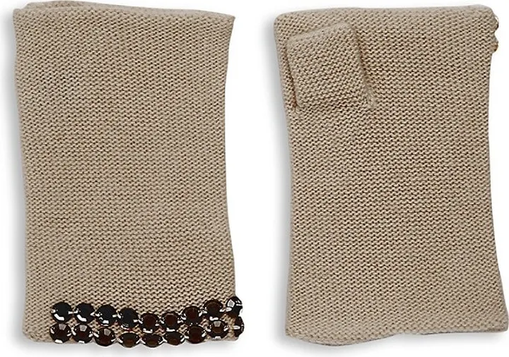 Embellished Cashmere Fingerless Gloves