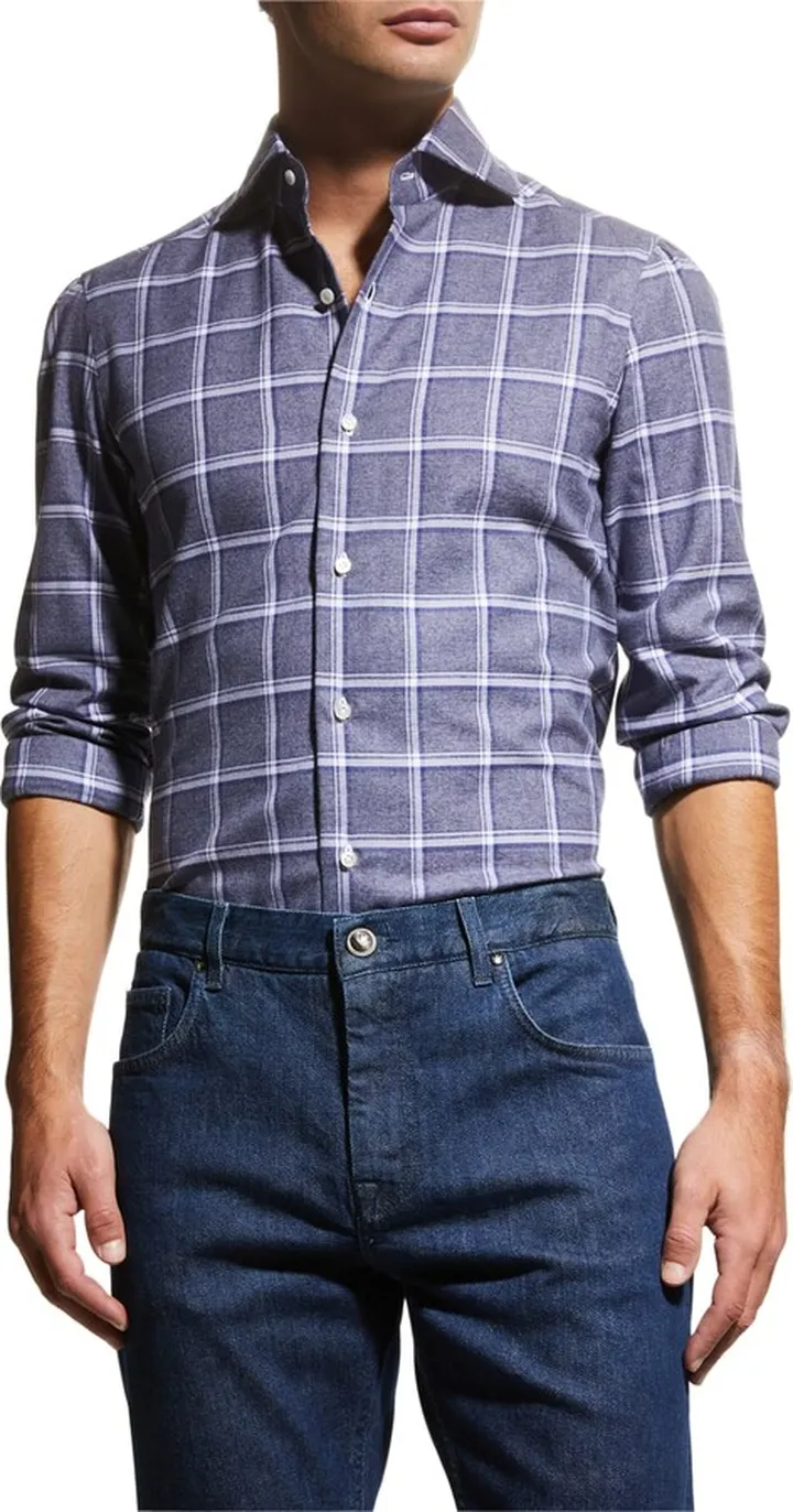 Men's Windowpane Dress Shirt