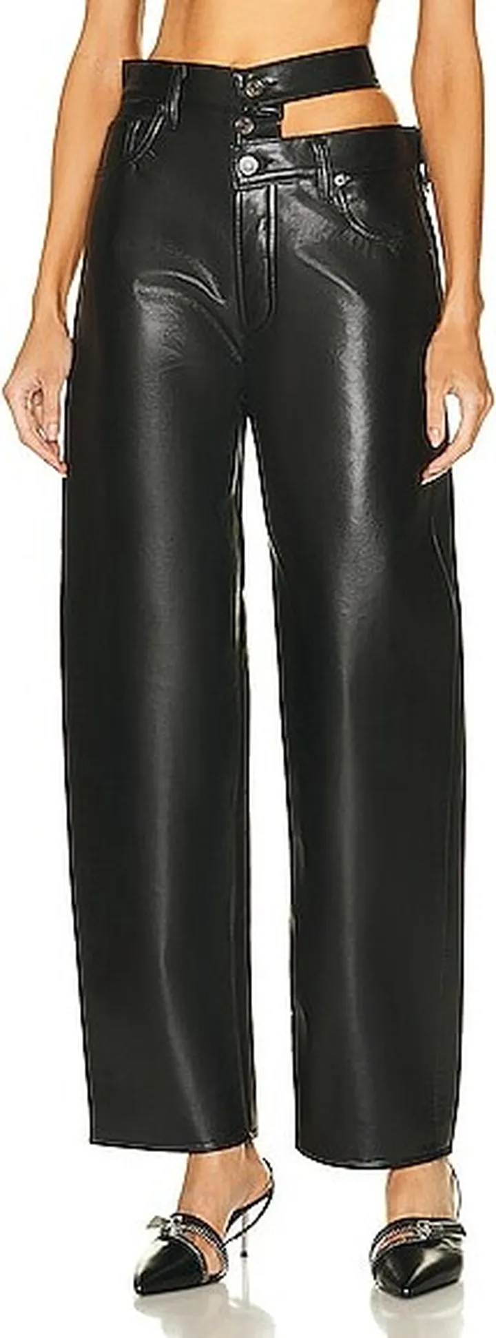 AGOLDE Recycled Leather Broken Waistband in Black