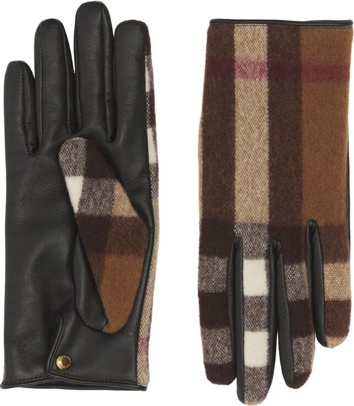 Burberry Wool And Leather House Check Gloves