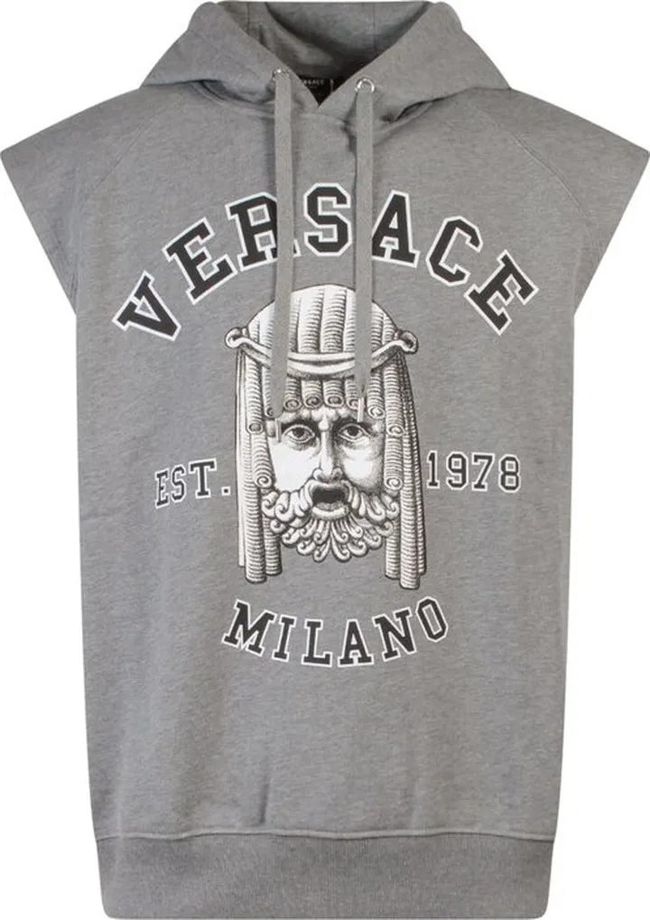 Versace Logo Printed Sleeveless Hooded Vest