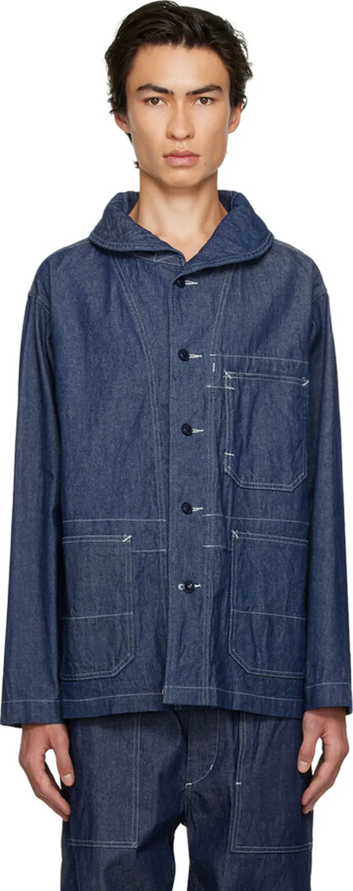 Engineered Garments Navy Shawl Collar Denim Jacket