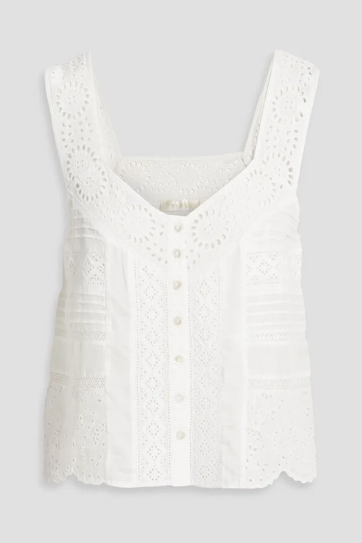 Breecan pintucked broderie anglaise tank
