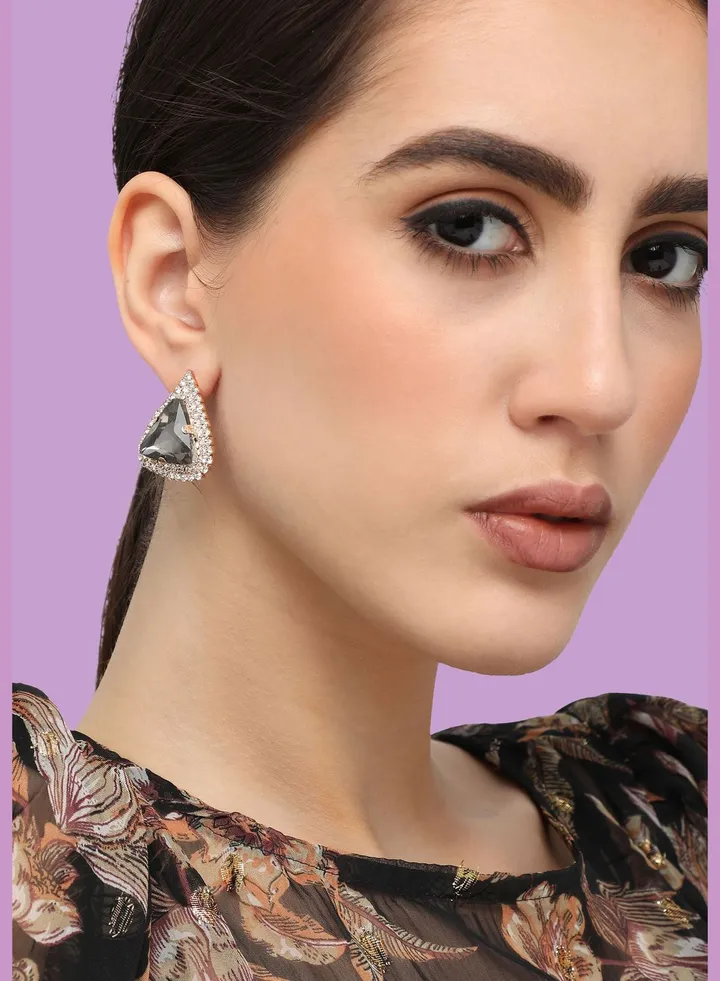 Gold Plated Designer Stone Party Stud For Women