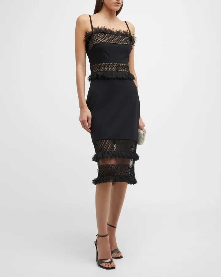 Fringe-Trim Bodycon Midi Dress