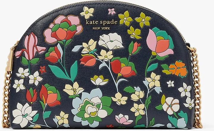 Kate Spade Morgan Flower Bed Embossed Double-Zip Dome Crossbody