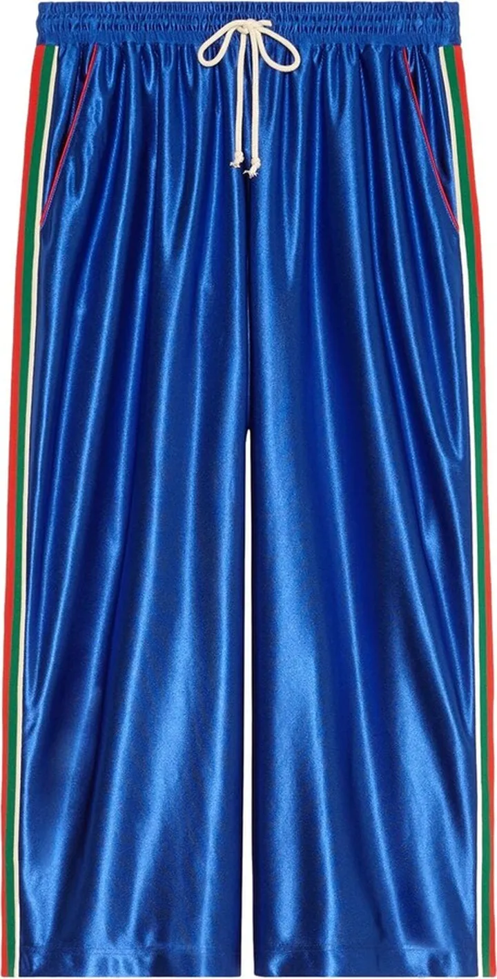 Web detailing wide-legged track pants