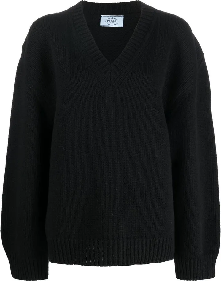 V-neck knitted long-sleeve jumper